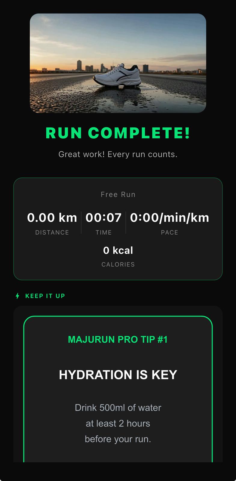 Run finished summary